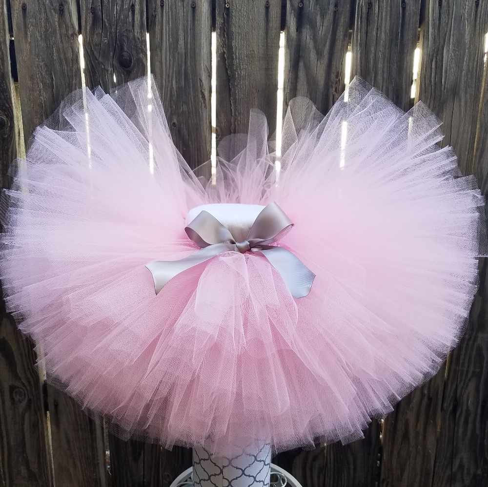 Light Pink Gray Baby GIRL Tutu SKIRT SIZE 12months